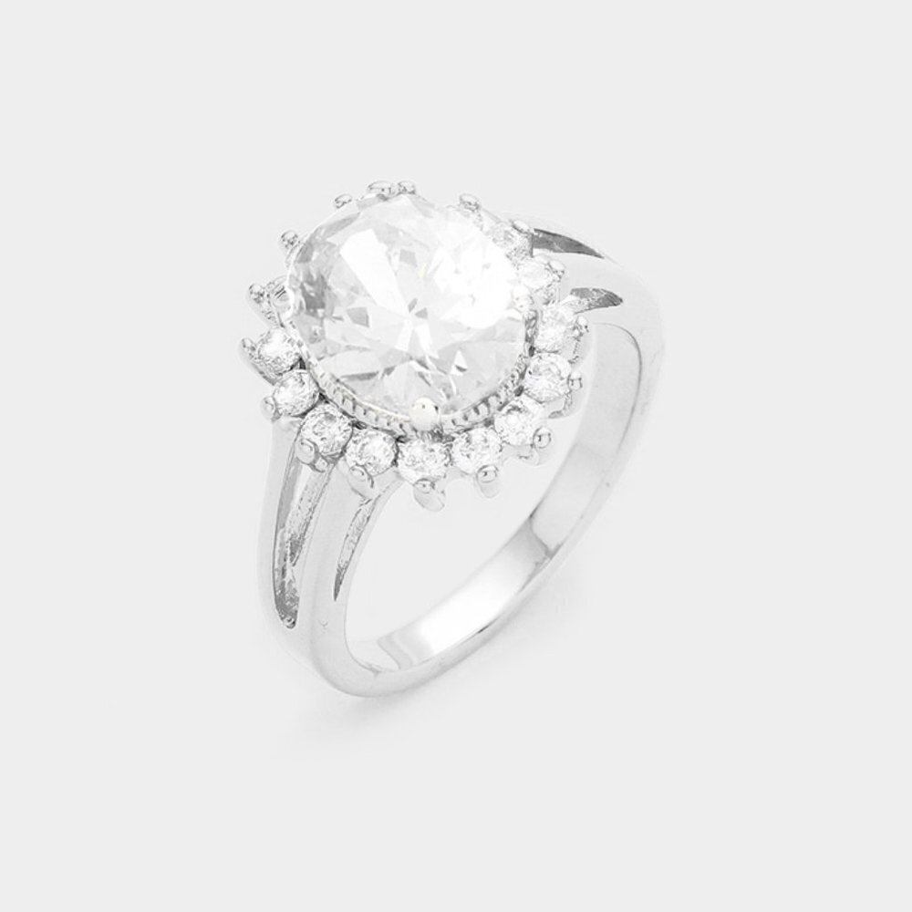 NEW 18K WHITE Gold Plated Cubic Zirconia Ring